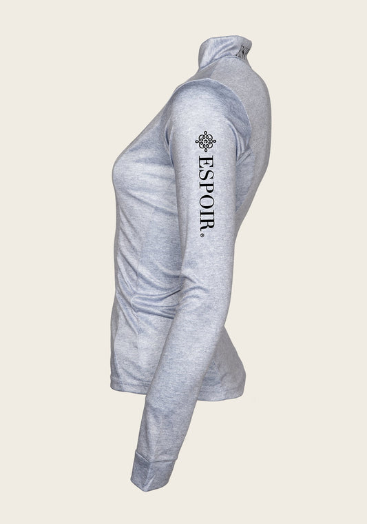 Espoir Lumiere Eternal Collection Melange Grey Quarter Zip Sun Shirt Long Sleeve