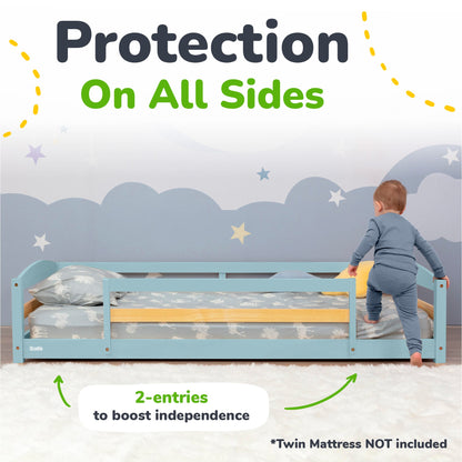 Twin Montessori Floor Bed with Safety Guardrails