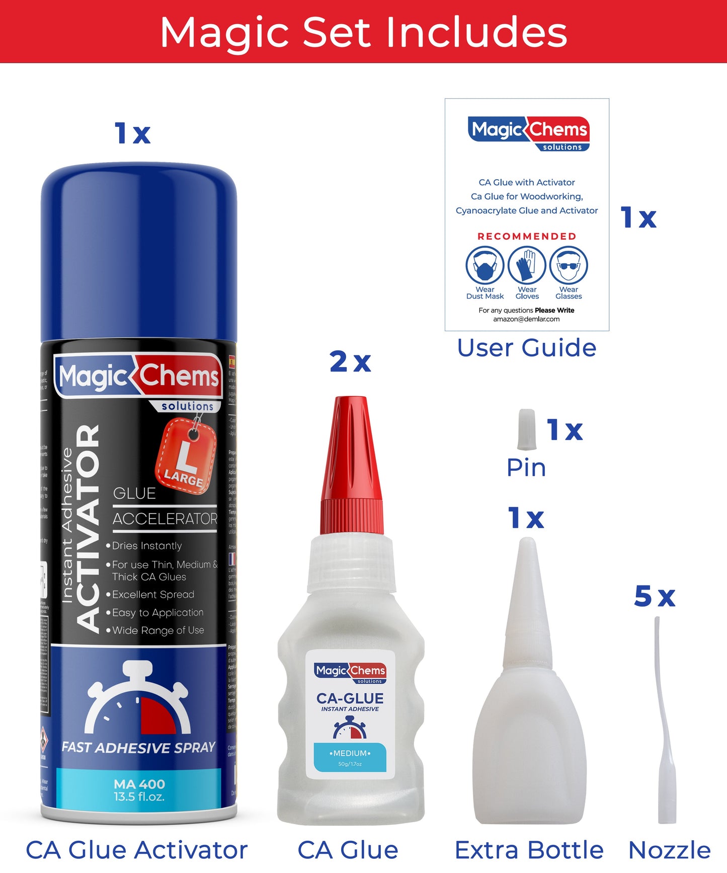 CA Glue with Activator (2 x 1.7 oz + 13.5 fl oz)