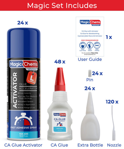 CA Glue with Activator (48 x 1.7 oz + 24 x 13.5 fl oz)