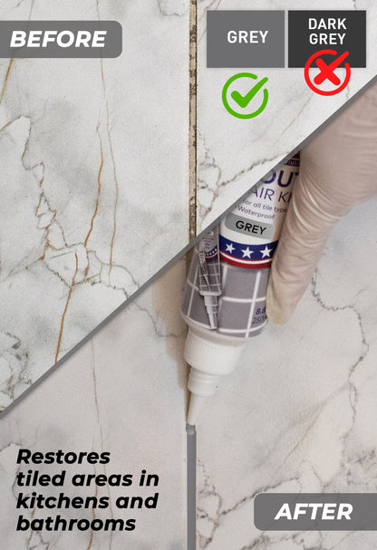 Tile Grout Repair, Grey 8.8 oz/250gr. Fast Drying Grout Repair Kit