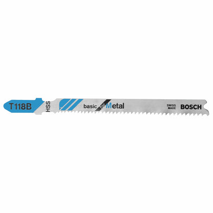 BOSCH T118B 5 pc. 3-5/8 In. 11-14 TPI Basic for Metal T-Shank Jig Saw Blades
