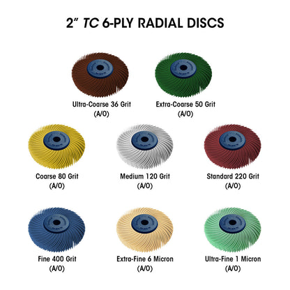 2" 6-Ply Large Radial Disk Starter Kit, 8pcs, "TC" Aluminum Oxide Dedeco Sunburst