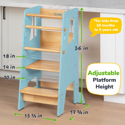 Adjustable Toddler Kitchen Tower with Safety Bars