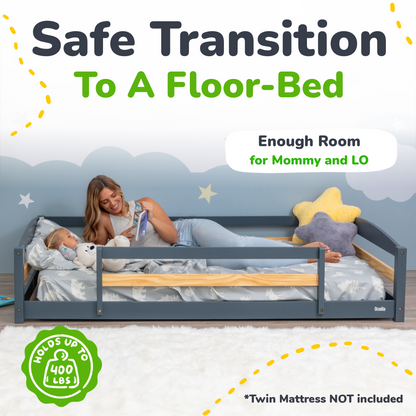 Twin Montessori Floor Bed with Safety Guardrails