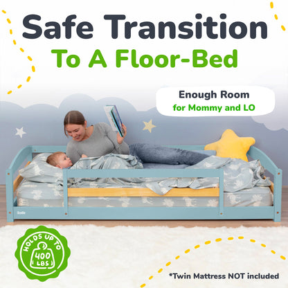 Twin Montessori Floor Bed with Safety Guardrails