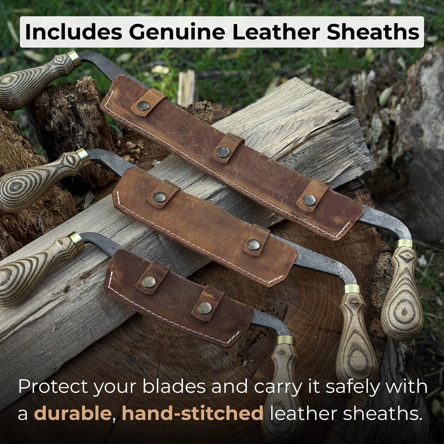 3-Piece Curved Drawknife (Palm Handles) Set
