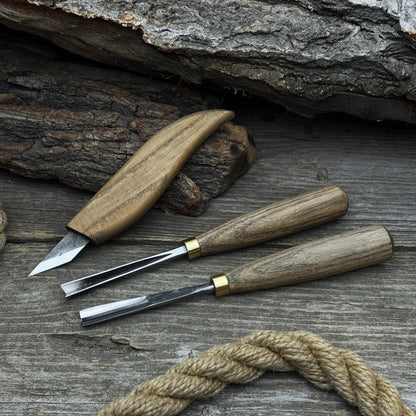 3-Piece Wood Carving Tool Set – For Geometric, Detail & Relief Carving