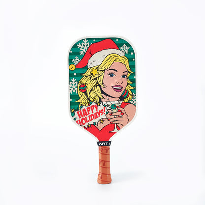 ARTI 16mm T700 Carbon Fiber Kristen & Kristy "Happy Holidays" Pickleball Paddle - USA Pickleball Approved