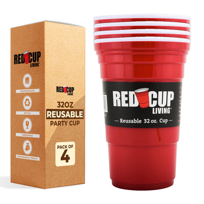 Pack of 6 – 32oz Reusable Party Cups, Unbreakable & Leakproof, BPA-Free for Outdoors
