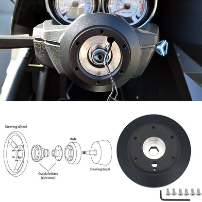 Leather 350mm Steering Wheel + Short Hub Adapter Kit For Ford F150 F350 F450