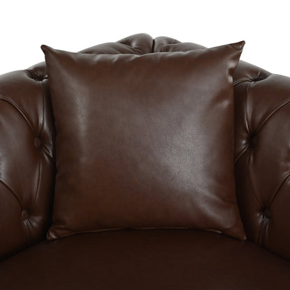 Man cave Sofa Couch for garage, Living Room, L Shaped Reversible Modern Chesterfield Sofa with Rolled Arms and Nailhead, 5 Seat Tufted Couch for Small or Large Space(Dark Brown) PU Leather