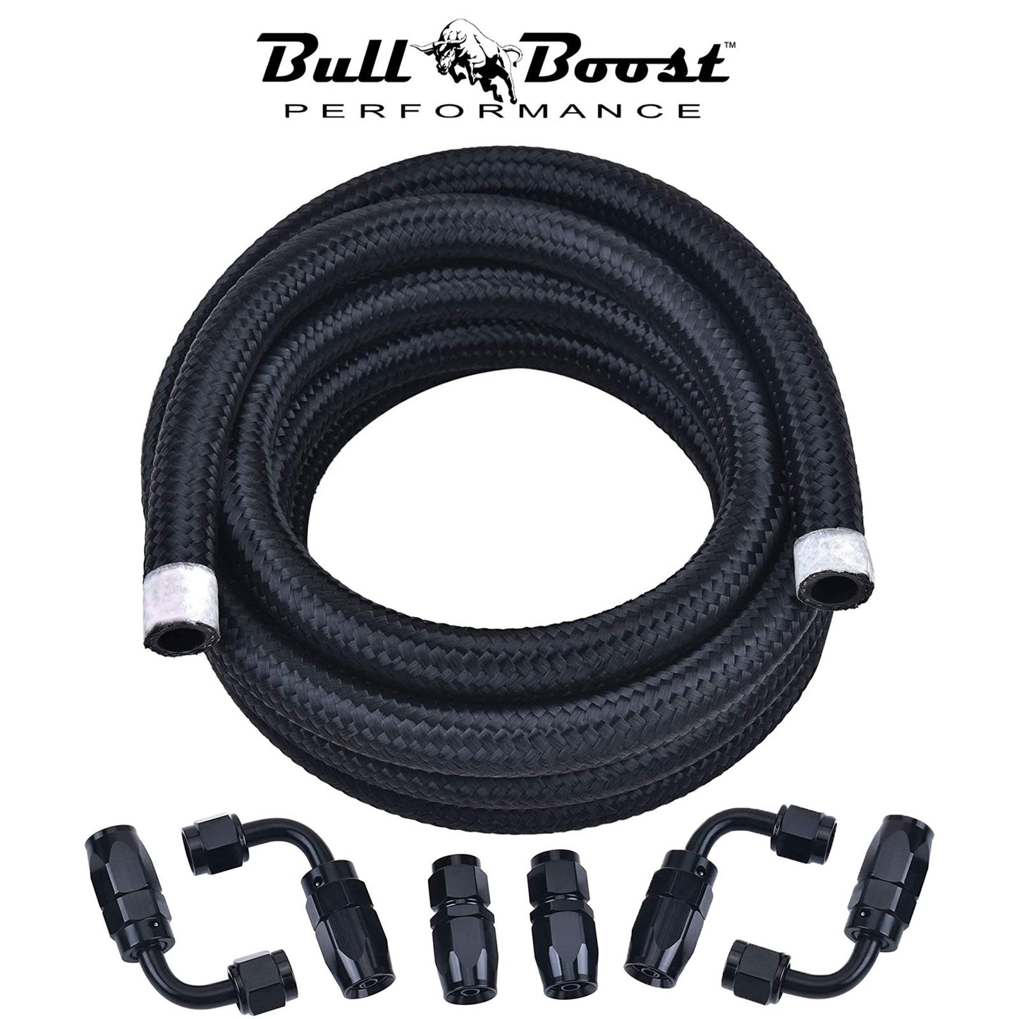 -8 AN Braided Fuel Line Oil-Gas-Fuel Hose Line Aluminum Hose End Fitting AN8