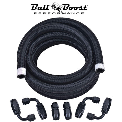 -8 AN Braided Fuel Line Oil-Gas-Fuel Hose Line Aluminum Hose End Fitting AN8