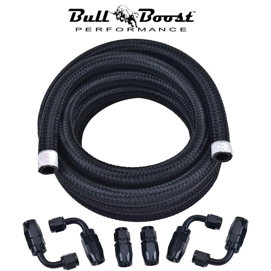 -8 AN Braided Fuel Line Oil-Gas-Fuel Hose Line Aluminum Hose End Fitting AN8