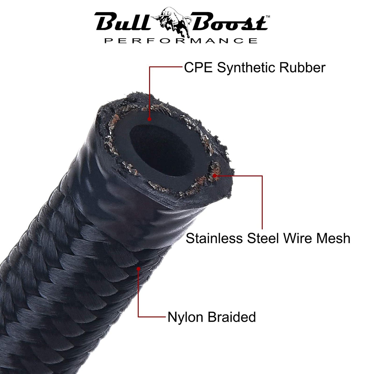 -8 AN Braided Fuel Line Oil-Gas-Fuel Hose Line Aluminum Hose End Fitting AN8