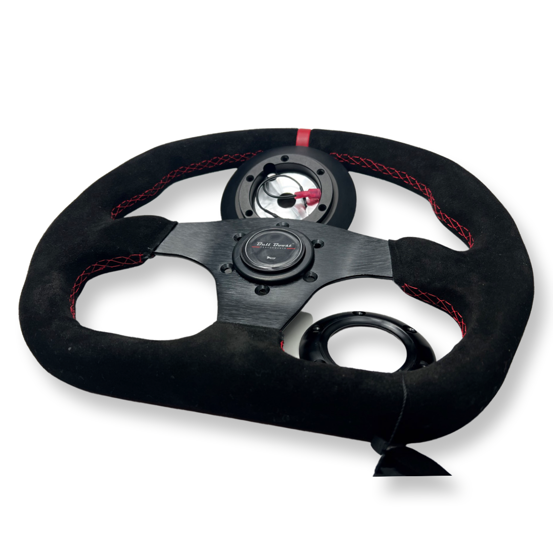 Suede Steering Wheel + Short Hub Adapter Kit For 02-07 Impreza WRX STI Legacy