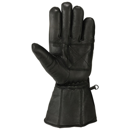 Mens Motorbike Gloves Cold Weather Motorcycle Riding Genuine Leather Black Glove-Black-S