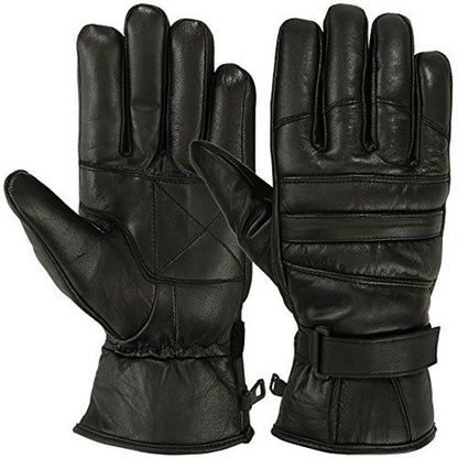 Mens Warm Winter Cold Weather Glove Leather Motorcycle Gloves Thermal Linning