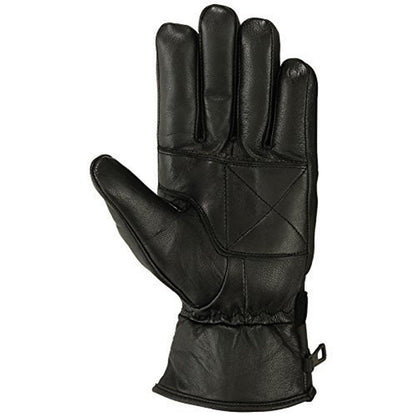 Mens Motorbike Gloves Cold Weather Motorcycle Riding Genuine Leather Black Glove-Black-Gray-S