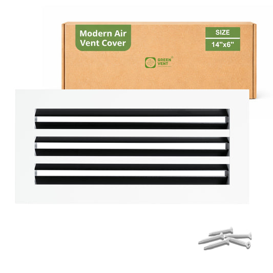 6x14 Air Vent Cover (Duct Opening) - White Aluminum Linear Slot Diffuser Type S