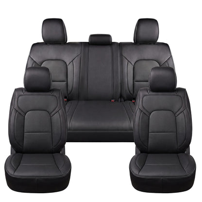 Umbrauto Custom Seat Covers fit for Dodge Ram 1500 2500 3500, Full Coverage Luxury Leather Ram Truck Seat Cover 2009-2025 Compatible with Crew Cab Double Quad Regular (Full Set (Flat Rear))