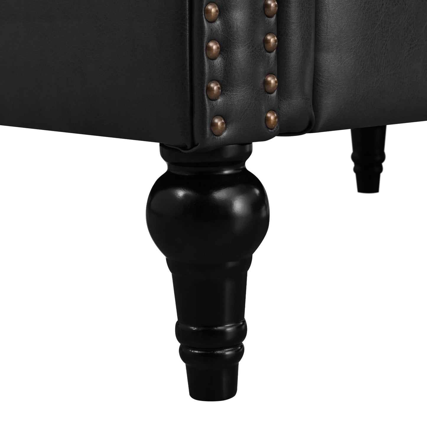 Sectional Sofa Couch for Living Room, L Shaped Reversible Modern Chesterfield Sofa with Rolled Arms and Nailhead, 5 Seat Tufted Couch for Small or Large Space(Black) PU Leather