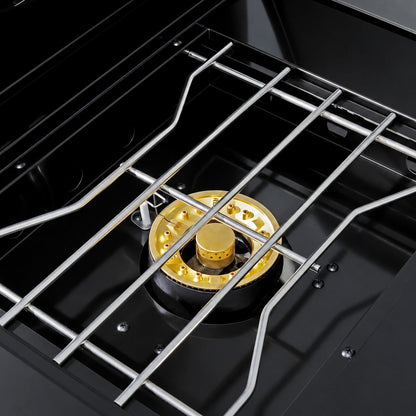 65" 4-Burner 72,000 BTU Black Outdoor Kitchen Island Grill + Round Side Burner