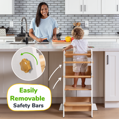 Adjustable Toddler Kitchen Tower with Safety Bars