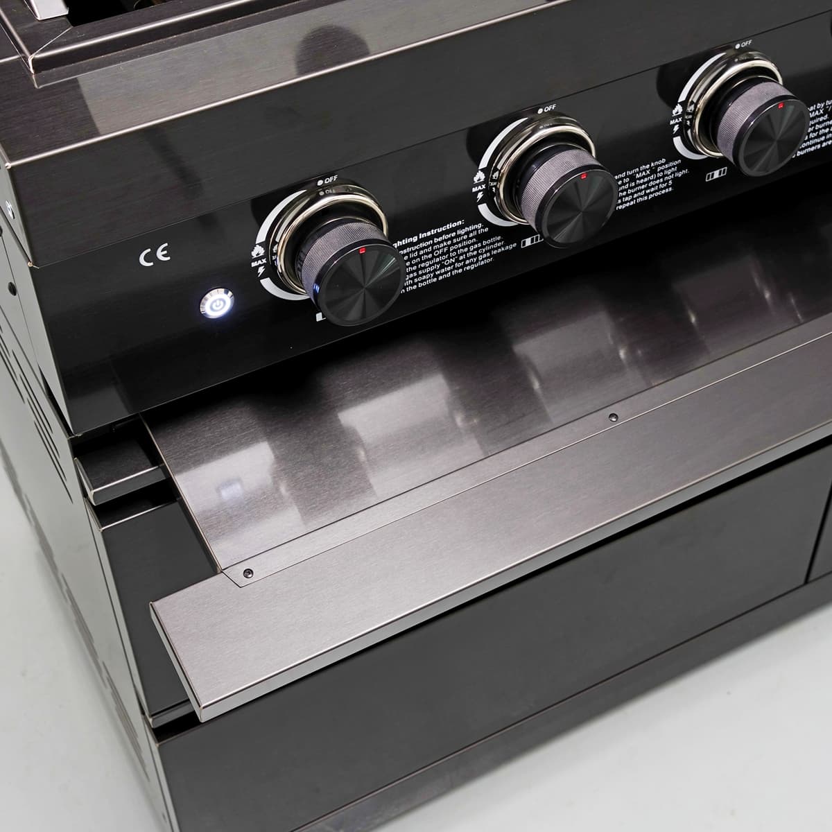 46"  Four Burners Black Outdoor Kitchen Islands Grill + Side Burner