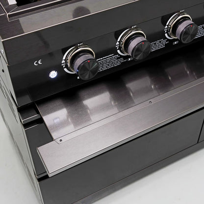 65" 4-Burner 72,000 BTU Black Outdoor Kitchen Island Grill Marble Countertops Wine Cooler