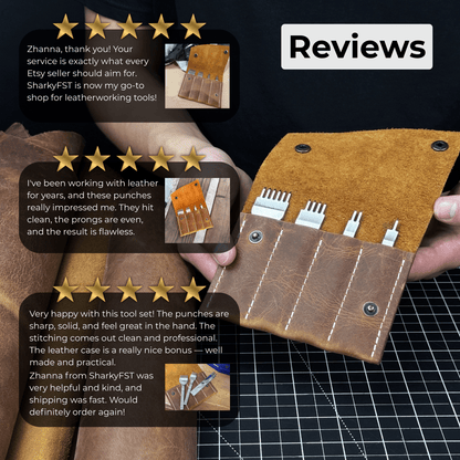 4-Piece Diamond Style Leather Pricking Iron Set, 1, 2, 4, 6 Prongs