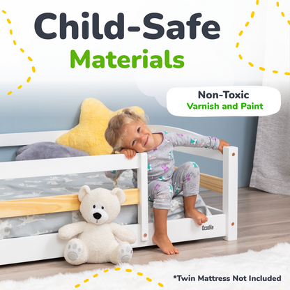 Twin Montessori Floor Bed with Safety Guardrails