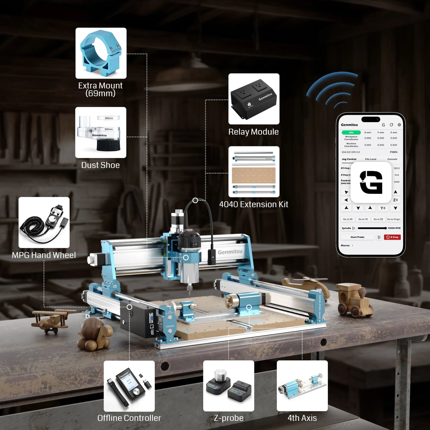 4040-PRO MAX CNC Router Machine with Vectric V-Carve, 710W Trimmer & Linear Rail Driven, Enhanced XZ Axis