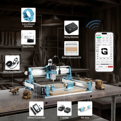 4040-PRO MAX CNC Router Machine with Vectric V-Carve, 710W Trimmer & Linear Rail Driven, Enhanced XZ Axis