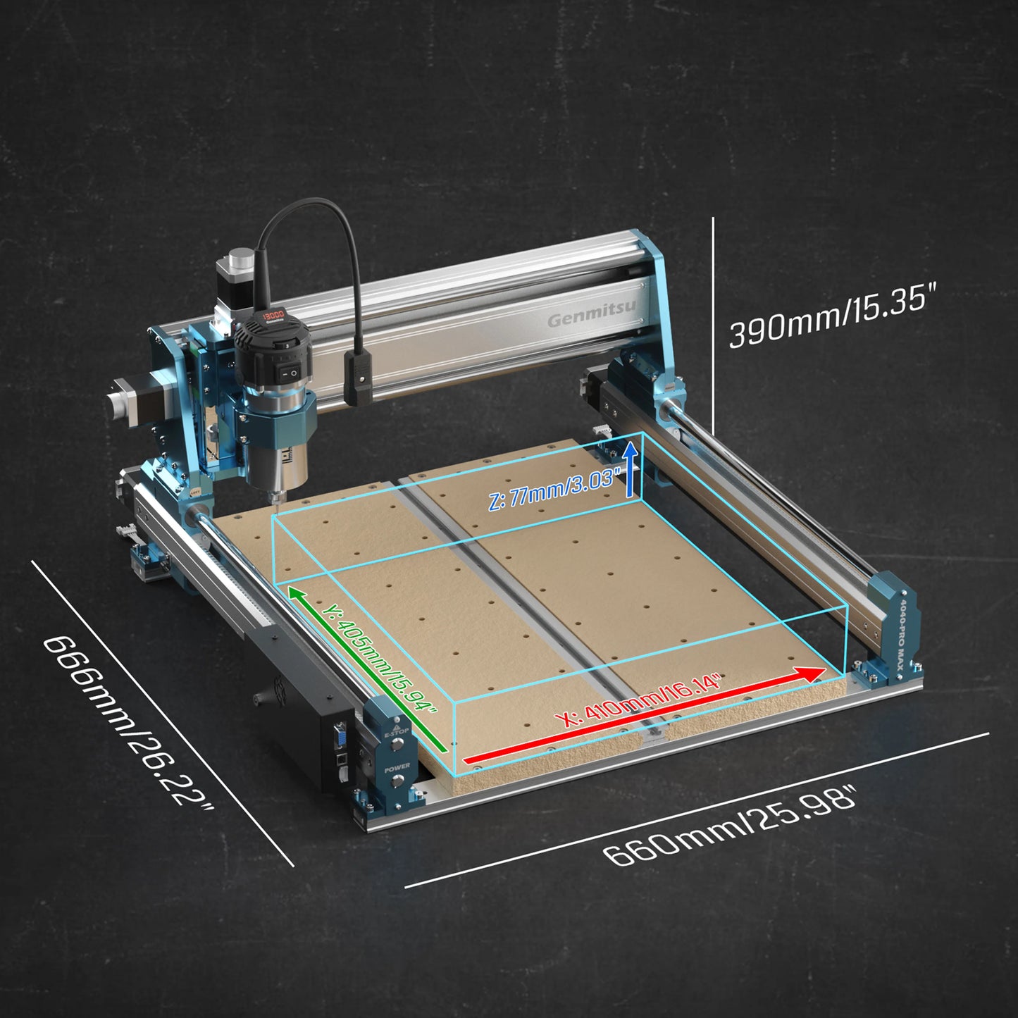 4040-PRO MAX CNC Router Machine with Vectric V-Carve, 710W Trimmer & Linear Rail Driven, Enhanced XZ Axis