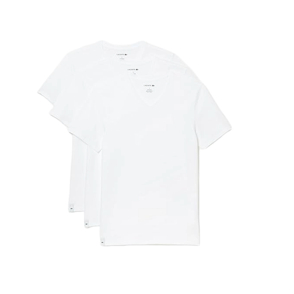 Lacoste Men's 3-Pack V-Neck Cotton Regular Fit Undershirt