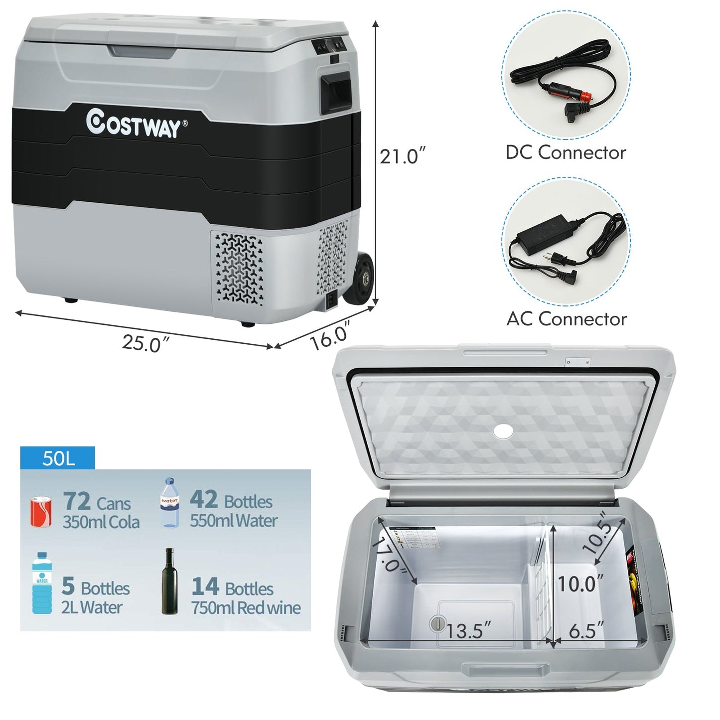42 QT Portable Dual-Zone Car Refrigerator