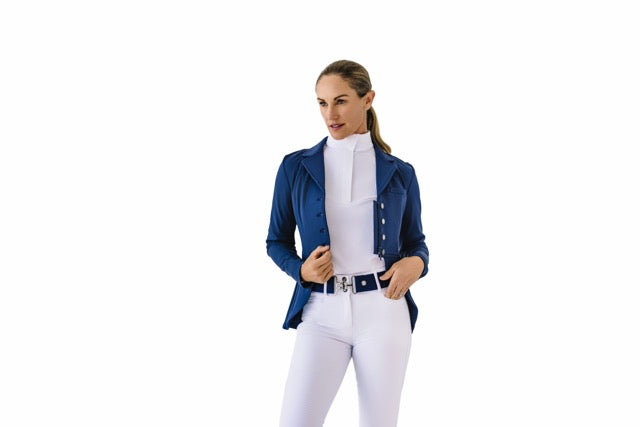 Ladies Shine Dressage Show Coat - Navy