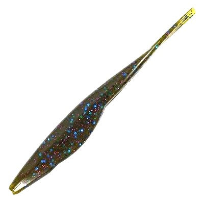 Triple Tail Jerk Shad - Green Pumpkin  Blue and Purple Flake