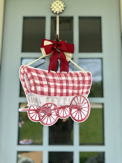 Crimson and Cream Wagon Door Hanger