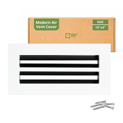 4x10 Air Vent Cover (Duct Opening) - White Aluminum Linear Slot Diffuser Type S