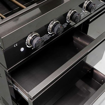 46"  Four Burners Black Outdoor Kitchen Islands Grill + Side Burner