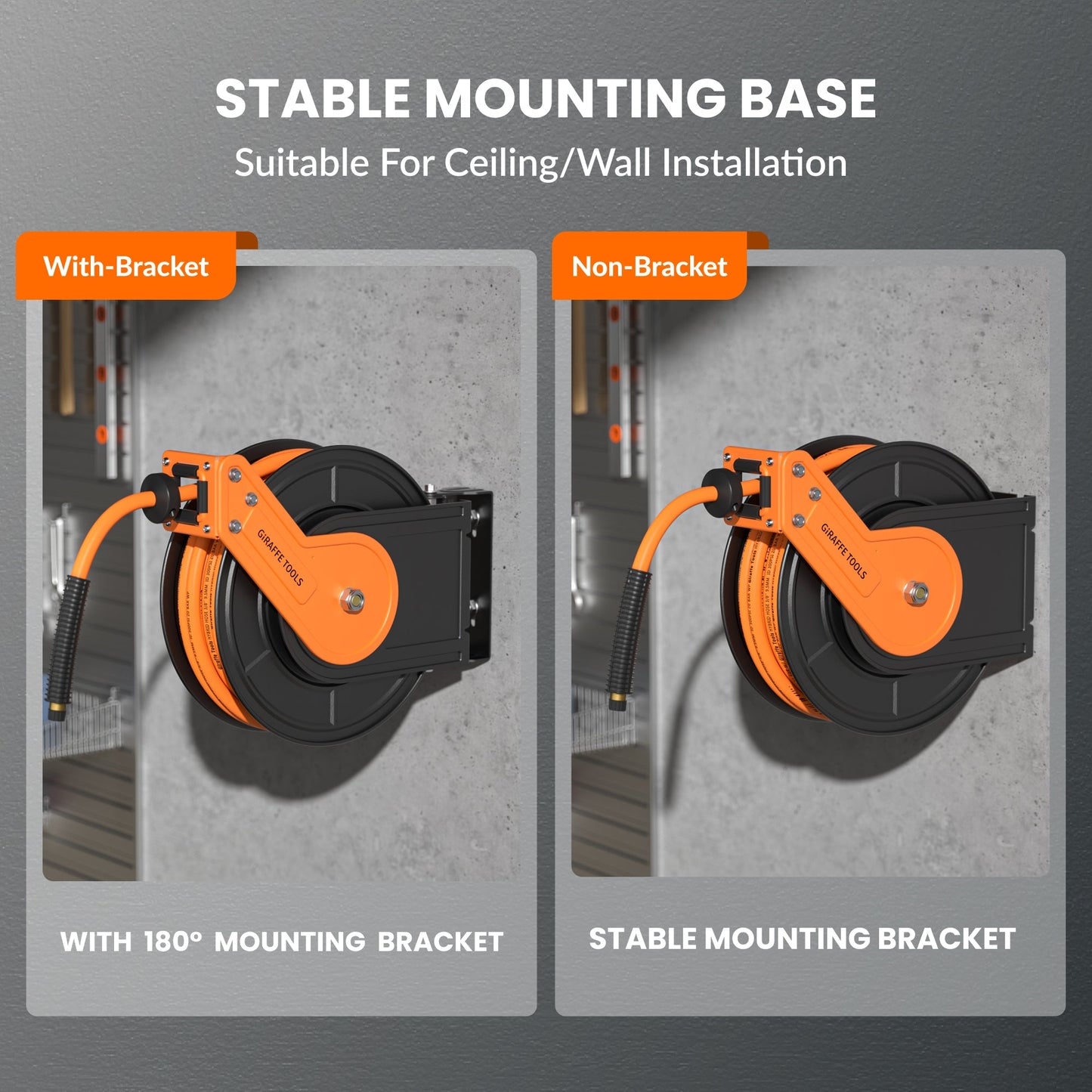 Retractable Air Hose Reel-Alloy Steel Reel-3/8in 25ft-50ft