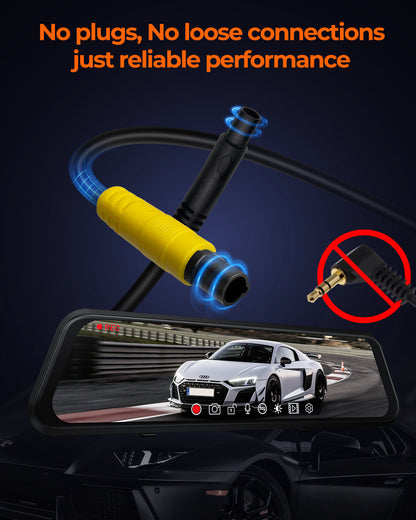 M4 3CH Mirror Dash Cam, 1080P/60fps, 12" IPS Touchscreen