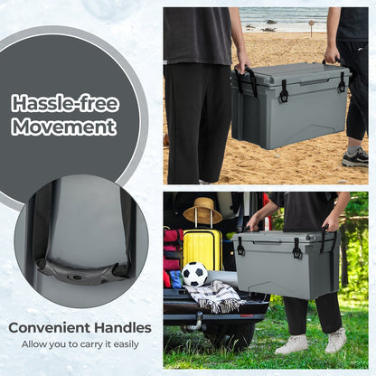 50 QT Rotomolded Cooler Insulated Portable Ice Chest with Integrated Cup Holders