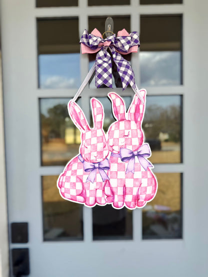 Blue and Blush Bunny Door Hanger