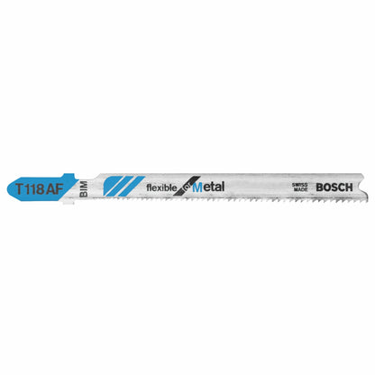 BOSCH T118AF 5pc. 3-5/8 In. 17-24 TPI Flexible for Metal T-Shank Jig Saw Blades