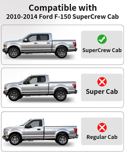 Umbrauto Custom Fit Floor Mats for Ford F150 SuperCrew 2010-2014 (Not for SuperCab or Regular Cab), All Weather TPE Pickup Truck Floor Liners for Front and Rear Row, Durable Non-Slip Automotive Mats