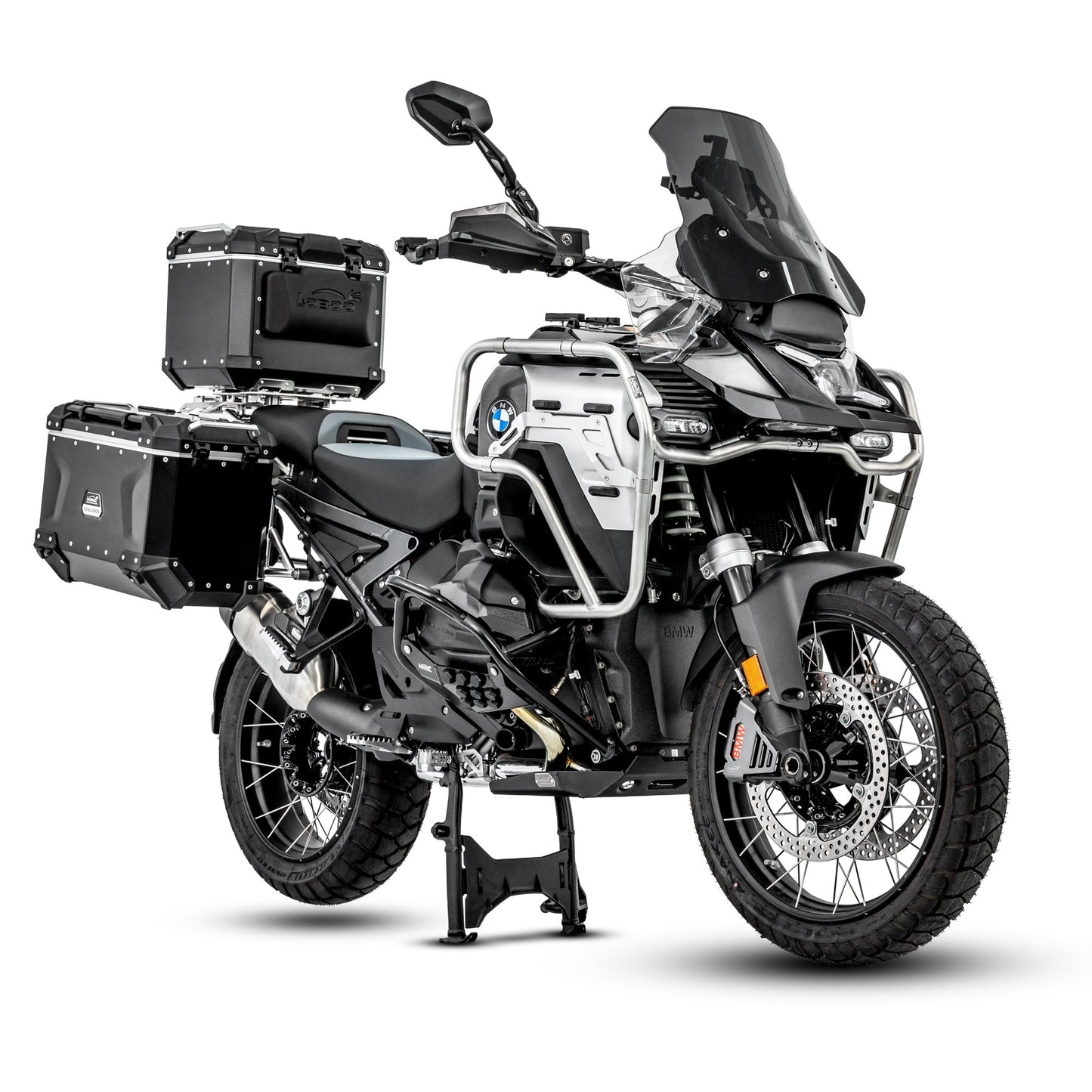 LOBOO Upper Crash Bar for BMW R1300GS Adventure (2024-on) – 304 Stainless Steel, Multi-Point Support, Silver / Black Finish